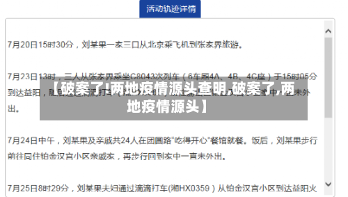 【破案了!两地疫情源头查明,破案了,两地疫情源头】