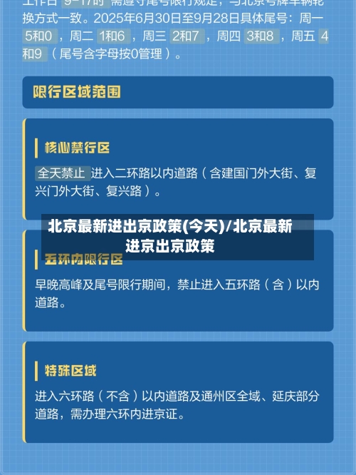 北京最新进出京政策(今天)/北京最新进京出京政策