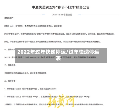 2022年过年快递停运/过年快递停运表-第2张图片