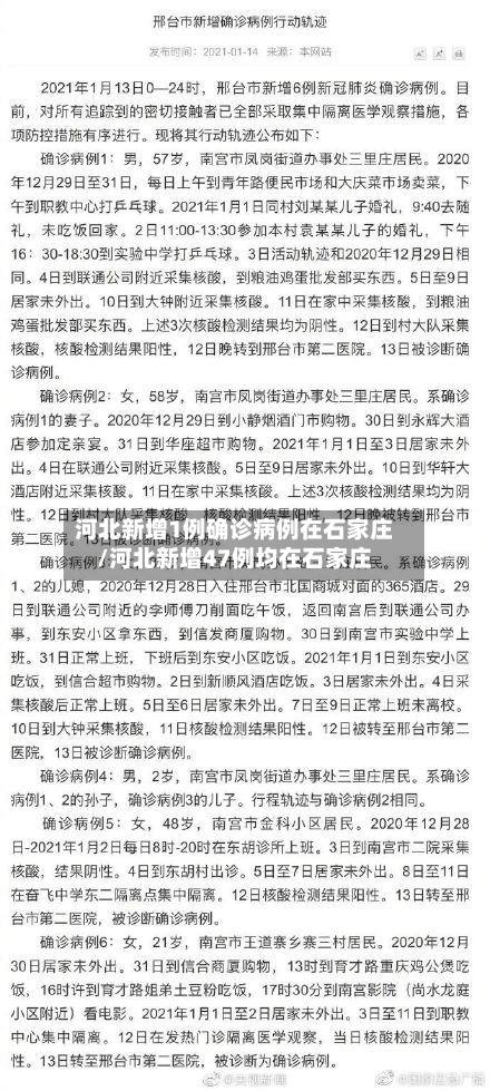 河北新增1例确诊病例在石家庄/河北新增47例均在石家庄