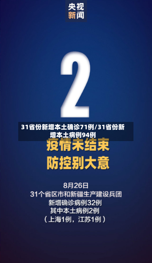 31省份新增本土确诊71例/31省份新增本土病例94例