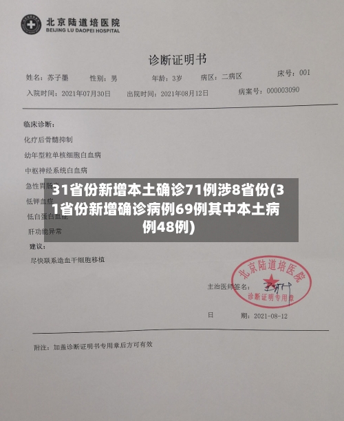 31省份新增本土确诊71例涉8省份(31省份新增确诊病例69例其中本土病例48例)